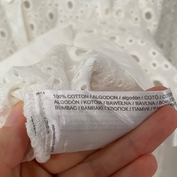 MNG by Mango Elegant Stylish White Open Eyelet 100% Cotton Blouse Shirt Size S - Picture 8 of 8